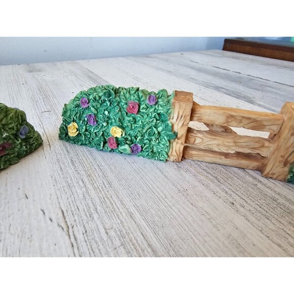 Easter village gate flowers shrubs fence decor spring figurine - Picture 3 of 8